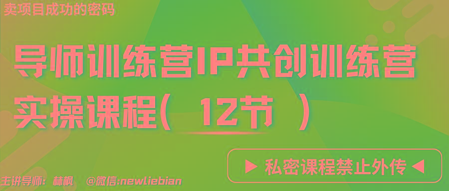 导师训练营3.0IP共创训练营私密实操课程(12节)-卖项目的密码成功秘诀-皮皮网创