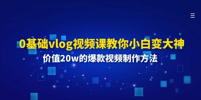 0基础vlog视频课教你小白变大神：价值20w的爆款视频制作方法-皮皮网创