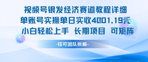 视频号银发经济赛道单账号实操单日实收1k+，小白轻松上手长期项目-皮皮网创