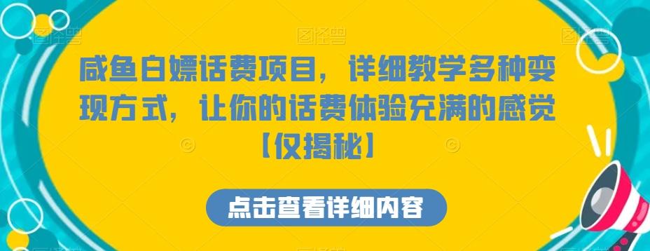 咸鱼白嫖话费项目，详细教学多种变现方式，让你的话费体验充满的感觉【仅揭秘】-皮皮网创