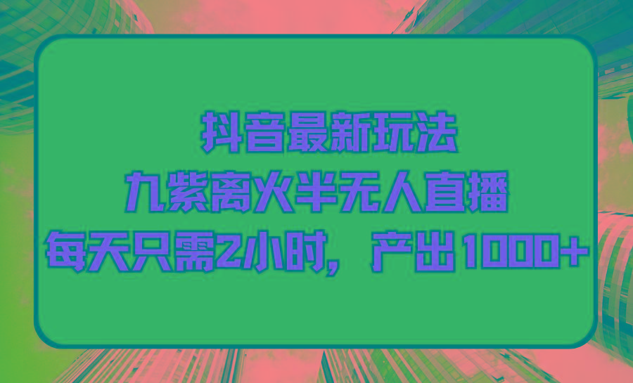 (9619期)抖音最新玩法，九紫离火半无人直播，每天只需2小时，产出1000+-皮皮网创
