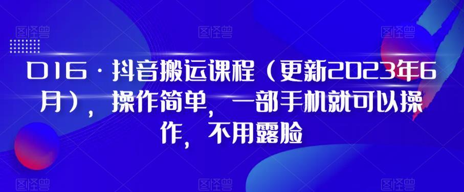 D1G·抖音搬运课程（更新2024年01月），操作简单，一部手机就可以操作，不用露脸-皮皮网创