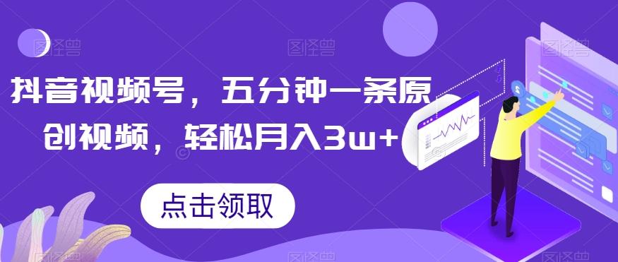 抖音视频号，五分钟一条原创视频，轻松月入3w+【独家秘诀，传授赚钱方法】【揭秘】-皮皮网创