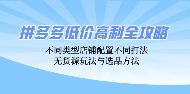 拼多多低价高利全攻略：不同类型店铺配置不同打法，无货源玩法与选品方法-皮皮网创