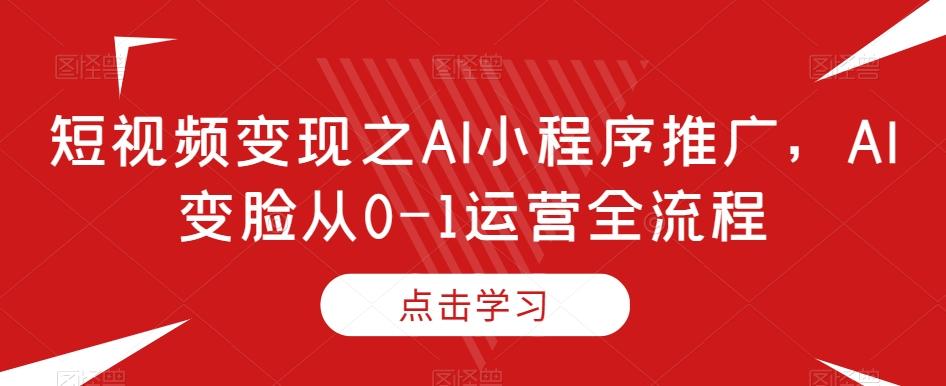 短视频变现之AI小程序推广，AI变脸从0-1运营全流程-皮皮网创