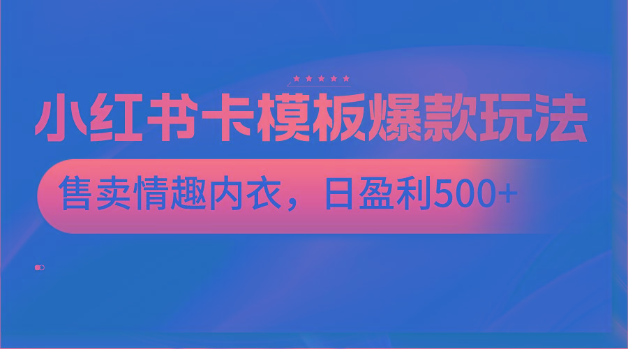 小红书卡模板爆款玩法，售卖情趣内衣，日盈利500+-皮皮网创