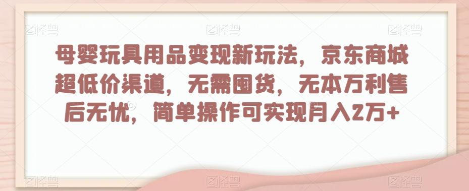 母婴玩具用品变现新玩法，京东商城超低价渠道，简单操作可实现月入2万+【揭秘】-皮皮网创