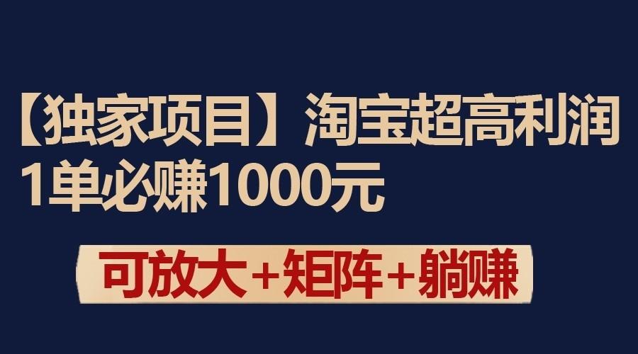 独家淘宝超高利润项目：1单必赚1000元，可放大可矩阵操作-皮皮网创