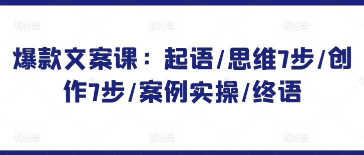 爆款文案课：起语/思维7步/创作7步/案例实操/终语-皮皮网创