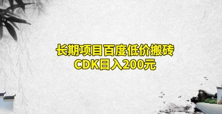 长期项目百度低价搬砖CDK，日入200-皮皮网创