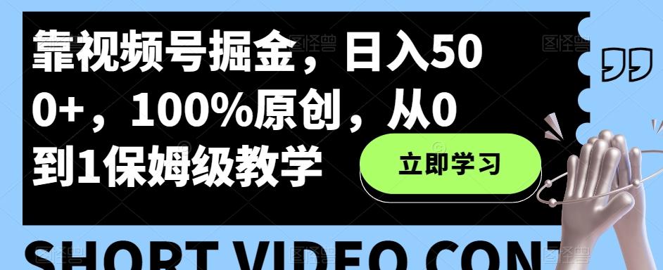 靠视频号掘金，日入500+，100%原创，从0到1保姆级教学-皮皮网创