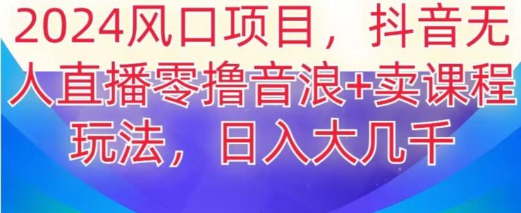 2024风口项目，抖音无人主播撸音浪+卖课程玩法，日入大几千【揭秘】-皮皮网创