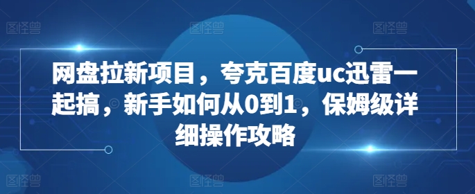 网盘拉新项目，夸克百度uc迅雷一起搞，新手如何从0到1，保姆级详细操作攻略-皮皮网创