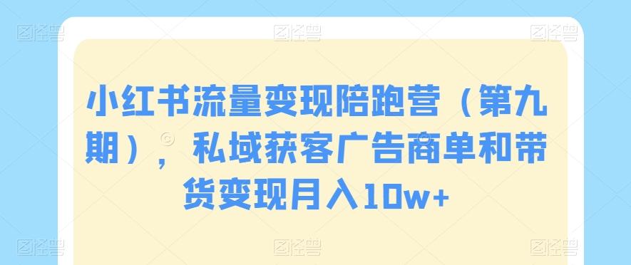 小红书流量变现陪跑营（第九期），私域获客广告商单和带货变现月入10w+-皮皮网创