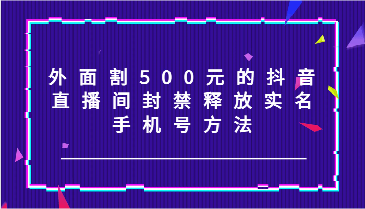 外面割500元的抖音直播间封禁释放实名/手机号方法！-皮皮网创
