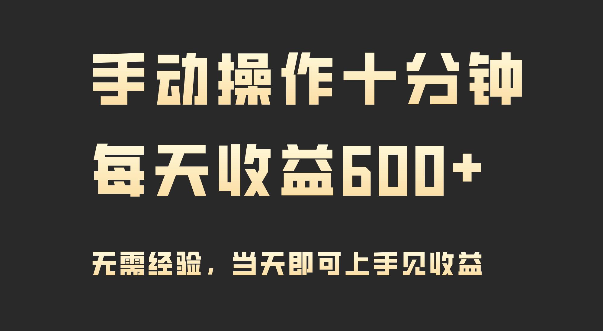 (9324期)手动操作十分钟，每天收益600+，当天实操当天见收益-皮皮网创