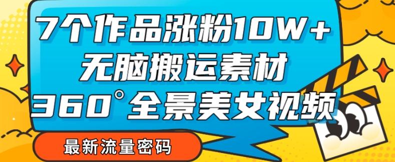 7个作品涨粉10W+，无脑搬运素材，全景美女视频爆款玩法分享【揭秘】-皮皮网创