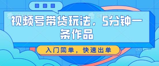 视频号带货玩法，5分钟一条作品，入门简单，快速出单【揭秘】-皮皮网创