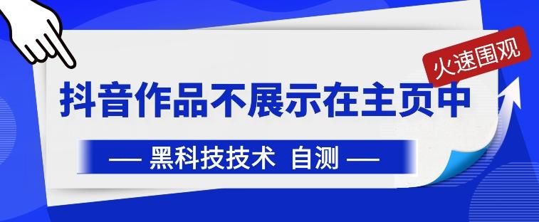 抖音黑科技：抖音作品不展示在主页中【揭秘】-皮皮网创