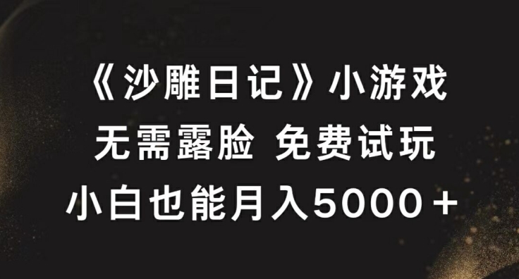 《沙雕日记》小游戏，无需露脸免费试玩，小白也能月入5000+【揭秘】-皮皮网创