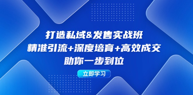 打造私域&发售实操班：精准引流+深度培育+高效成交，助你一步到位-皮皮网创