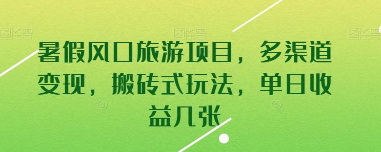 暑假风口旅游项目，多渠道变现，搬砖式玩法，单日收益几张【揭秘】-皮皮网创