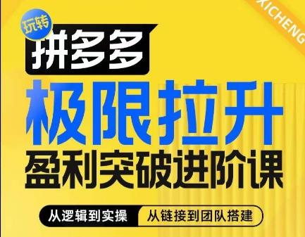 拼多多极限拉升盈利突破进阶课，​从算法到玩法，从玩法到团队搭建，体系化系统性帮助商家实现利润提升-皮皮网创