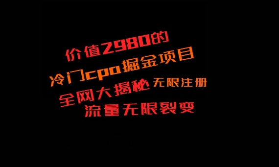 价值2980的CPA掘金项目大揭秘，号称当天收益200+，不见收益包赔双倍-皮皮网创