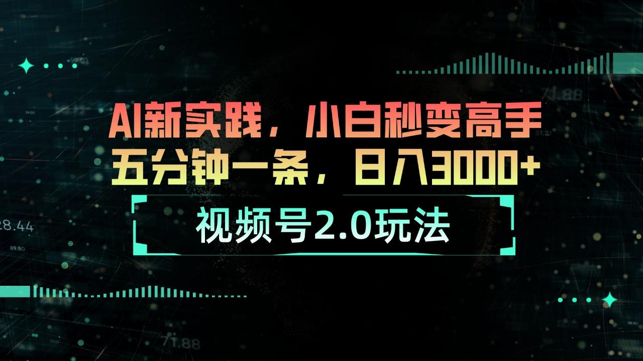 视频号2.0玩法 AI新实践，小白秒变高手五分钟一条，日入3000+-皮皮网创
