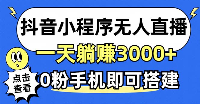 抖音小程序无人直播，一天躺赚3000+，0粉手机可搭建，不违规不限流，小…-皮皮网创
