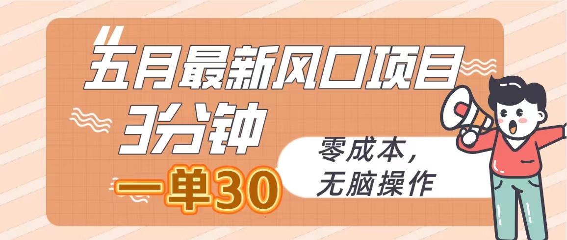 五月最新风口项目，3分钟一单30，零成本，无脑操作-皮皮网创