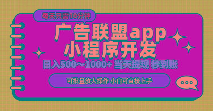 小程序开发 广告赚钱 日入500~1000+ 小白轻松上手！-皮皮网创