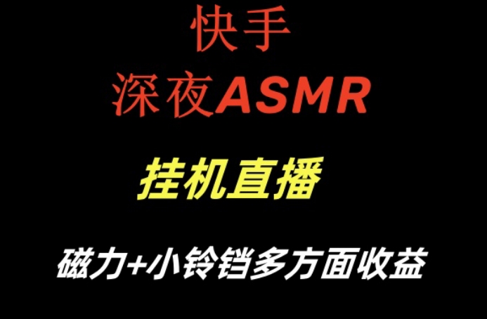 快手深夜ASMR挂机直播，磁力+小铃铛收益(附带工具和5G素材)【揭秘】-皮皮网创