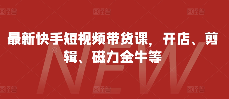 最新快手短视频带货课，开店、剪辑、磁力金牛等-皮皮网创