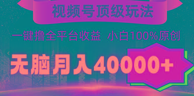 (9281期)视频号顶级玩法，无脑月入40000+，一键撸全平台收益，纯小白也能100%原创-皮皮网创