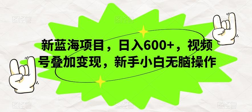 新蓝海项目，日入600+，视频号叠加变现，新手小白无脑操作【揭秘】-皮皮网创