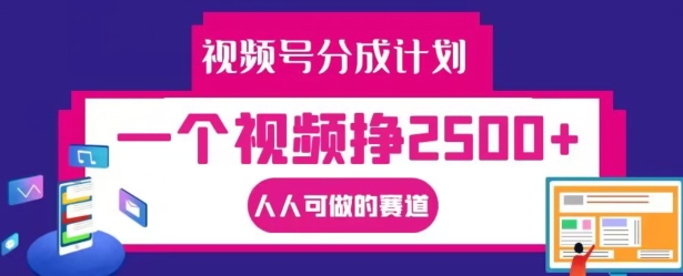 视频号分成计划，一个视频挣2500+，人人可做的赛道【揭秘】-皮皮网创