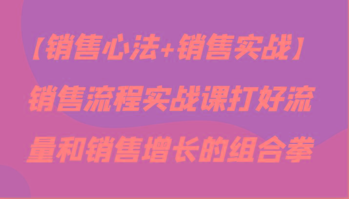 【销售心法+销售实战】销售流程实战课打好流量和销售增长的组合拳-皮皮网创