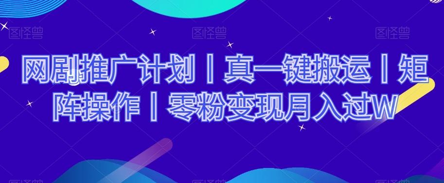 网剧推广计划丨真一键搬运丨矩阵操作丨零粉变现月入过W-皮皮网创