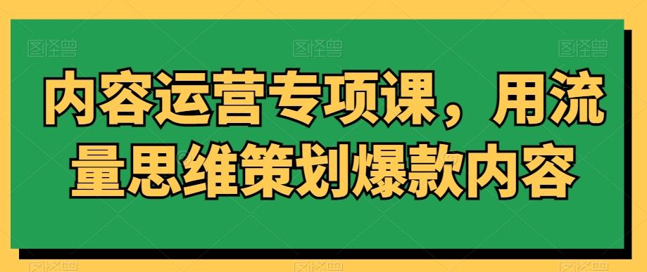 内容运营专项课，用流量思维策划爆款内容-皮皮网创