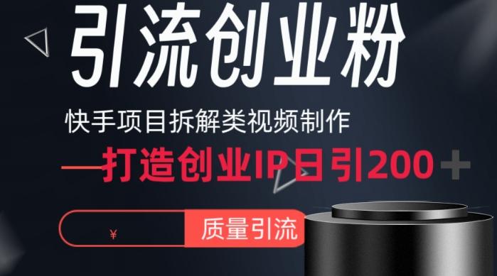 快手项目拆解类视频详细制作流程打造个人IP，单日引流200+高质量创业粉【揭秘】-皮皮网创