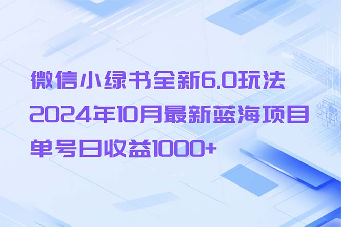 微信小绿书全新6.0玩法，2024年10月最新蓝海项目，单号日收益1000+-皮皮网创