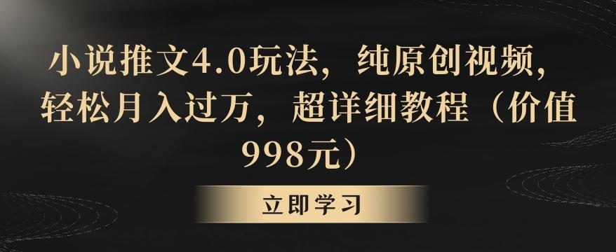 小说推文4.0玩法，纯原创视频，轻松月入过万，超详细教程(价值998元)【揭秘】-皮皮网创