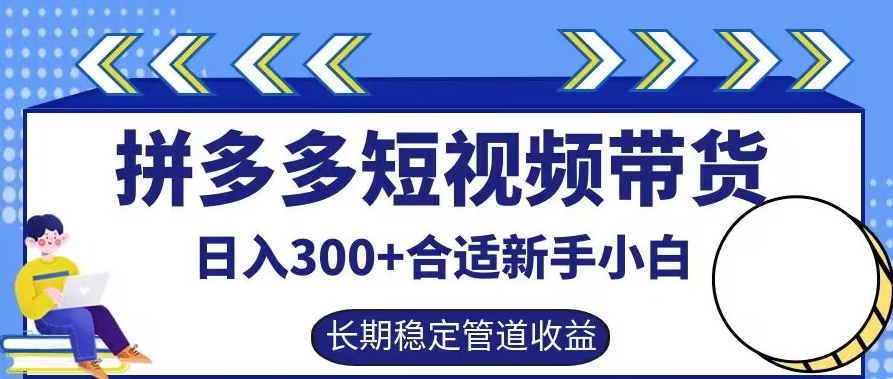 拼多多短视频带货日入300+有长期稳定被动收益，合适新手小白【揭秘】-皮皮网创