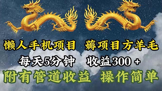懒人手机项目，每天5分钟，每天收益300+，多种方式可扩大收益！-皮皮网创