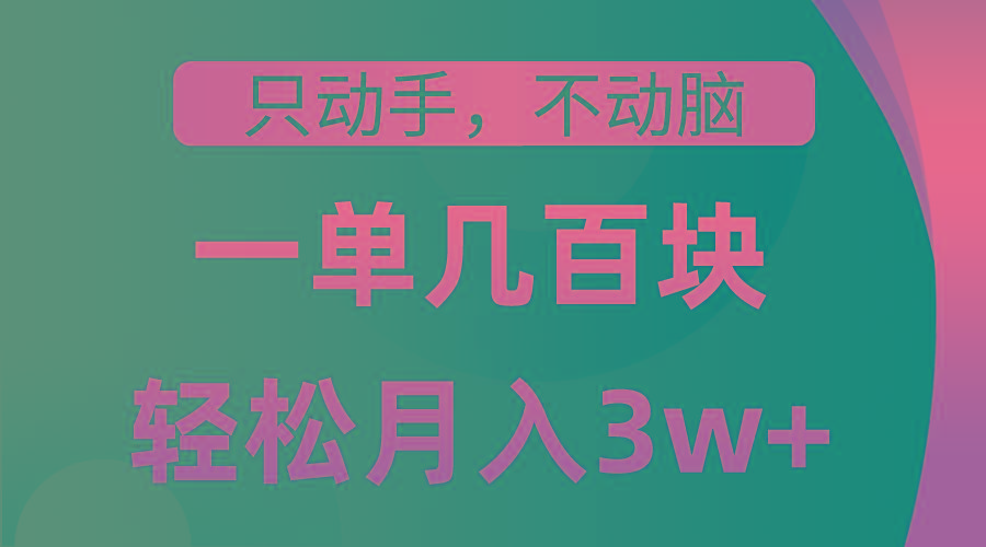 只动手不动脑，一单几百块，轻松月入3w+，看完就能直接操作，详细教程-皮皮网创