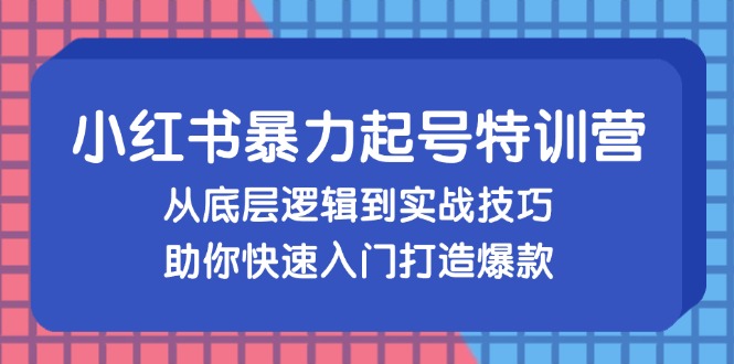 小红书暴力起号训练营，从底层逻辑到实战技巧，助你快速入门打造爆款-皮皮网创