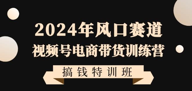2024年风口赛道视频号电商带货训练营搞钱特训班，带领大家快速入局自媒体电商带货-皮皮网创