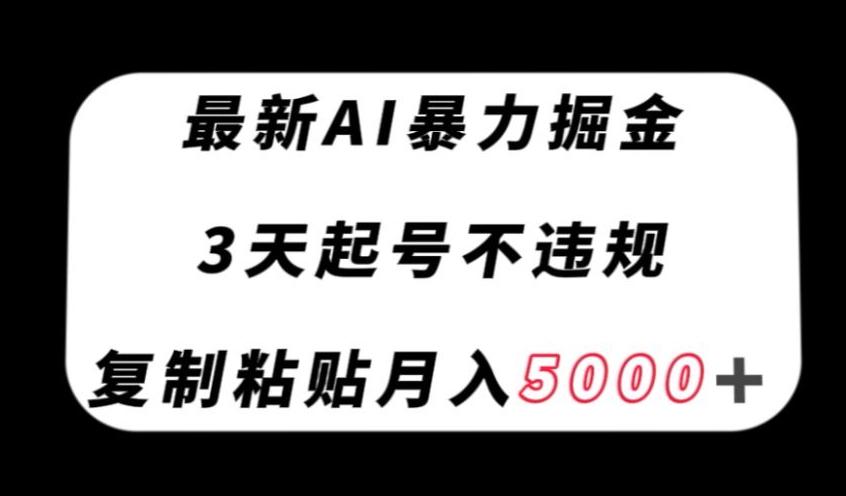 最新AI暴力掘金，3天必起号不违规，复制粘贴月入5000＋【揭秘】-皮皮网创