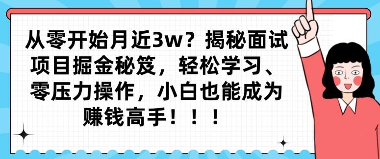 从零开始月近3w？揭秘面试项目掘金秘笈，轻松学习、零压力操作，小白也能成为赚钱高手-皮皮网创